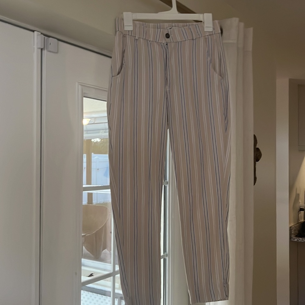 Hollister Beige Pants with Blue Stripes